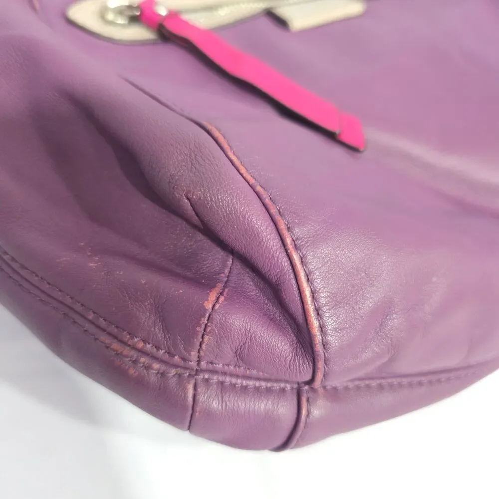 Coach Daisy Spectator Drawstring Purse Handbag Purple Plum Leather G1361-F25662